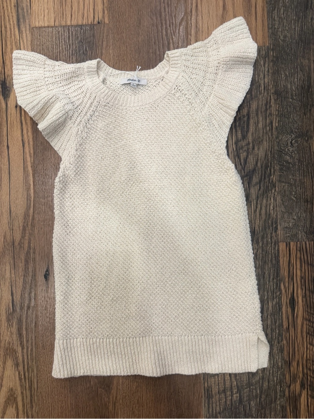 Madewell Cream Knit Flutter Sleeve Sweater